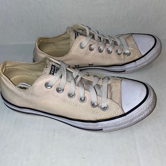 Converse Cream Chuck Taylor All Star Low Top Lace Up Sneakers, W Size 7 M Size 5 - Picture 3 of 9